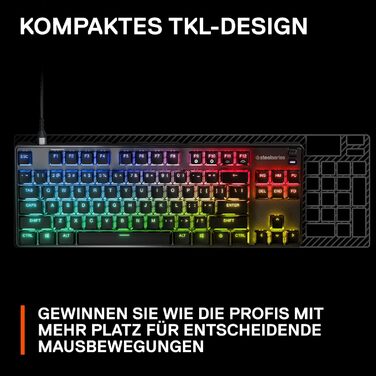 SteelSeries Apex 7 - Механічна ігрова клавіатура з OLED дисплеєм - QWERTZ (оптичні перемикачі, TKL, американська клавіатура)