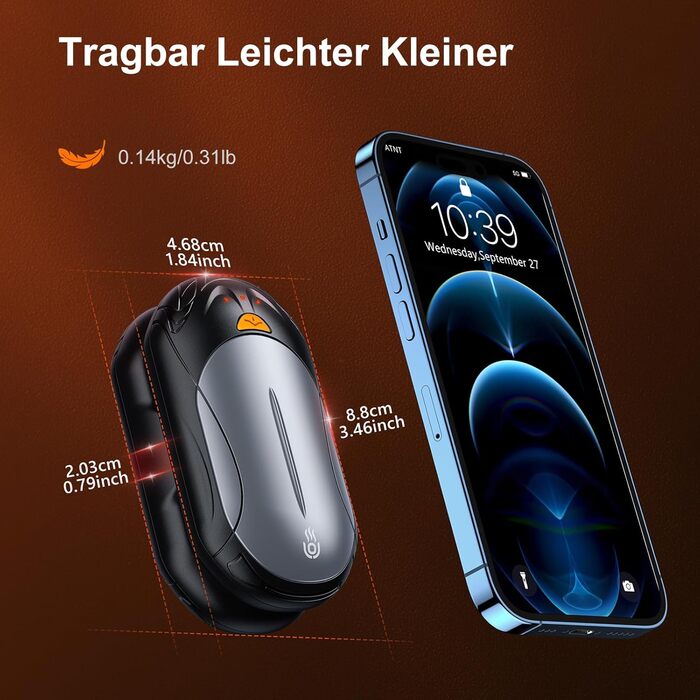 Електричний грілка для рук 2-в-1 OUTJUT 6000mAh з USB, акумулятор 20 годин, 3 режими нагріву, швидкий нагрів, для зимових видів спорту та відпочинку на природі, подарунок на Новий рік (сірий та чорний)