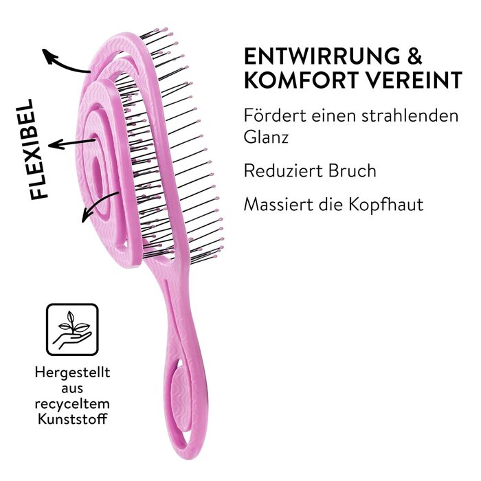 Гребінець для волосся Chiara Ambra без зачепів - для жінок та чоловіків - розпушувач для кучерявого та довгого волосся - екологічний розпушувач, гребінці для волосся - (Рожевий)
