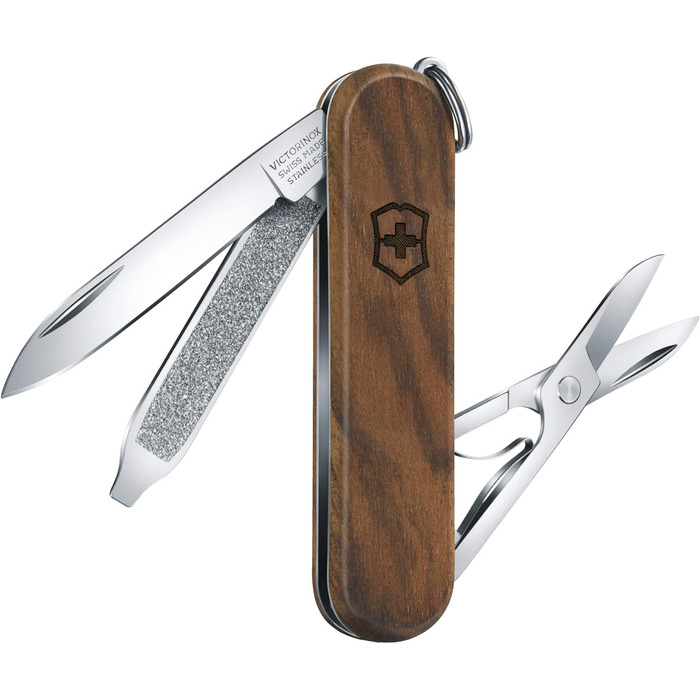 Мультитул Victorinox Classic SD Wood – Швейцарський армійський ніж, 5 функцій, з дерев'яною ручкою