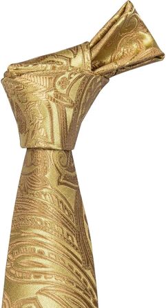 Набір краваток Barry.Wang: шовкові краватки з квітковим візерунком Paisley, нагрудна хустинка, запонки та затискач для краватки. Ідеально для урочистих подій, весілля та свят. Золотий колір.