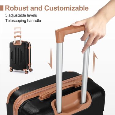 Набір валіз LEADZM 3 шт. з захистом кутів, ABS, телескопічний ручка, ручна поклажа, контрастне забарвлення (кремово-білий)