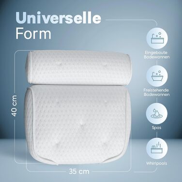 Bath Pillow • Ergonomic & Muscle-Relaxing Premium Bath Pillow • New 5D Special Foam • German Design • Climate Neutral & Sustainably Produced • Bath Pillow Neck Pillow Bathtub