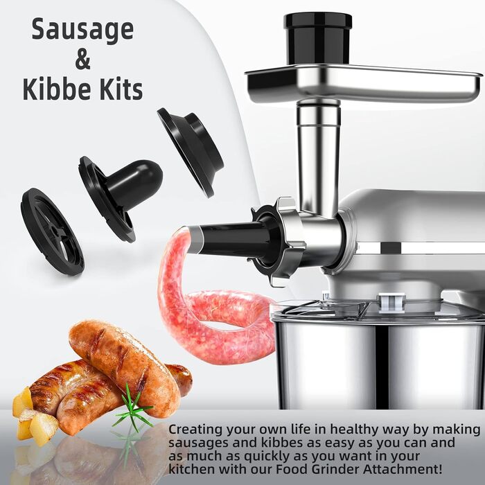 Homlee 3-in-1 Kitchen Machine - 1800W Food Processor with Meat Grinder, Juicer & 5.5L Stainless Steel Bowl - 6 Speed Mixer