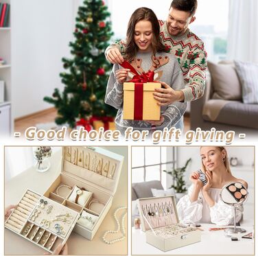 Шкатулка для прикрас XPOOP з відділеннями, для жінок, з ключем, знімний лоток, для кілець, сережок, браслетів, намист, брошей