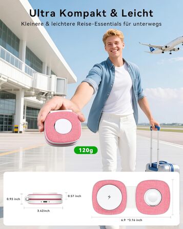 Зарядна станція 2-в-1 для Apple Watch та iPhone MagSafe (Рожева) з мережею 20W