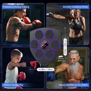 Wall-Mounted Boxing Target Machine with LED Lights & Bluetooth - Adult & Kids Fitness