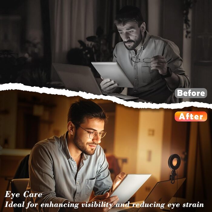 LED кільцева лампа для телефону та ноутбука, світло для селфі з 3 колірними температурами та 5 рівнями яскравості, USB світло для відеоконференцій, Zoom, YouTube, TikTok, макіяжу, фотографії, порожньою конструкцією