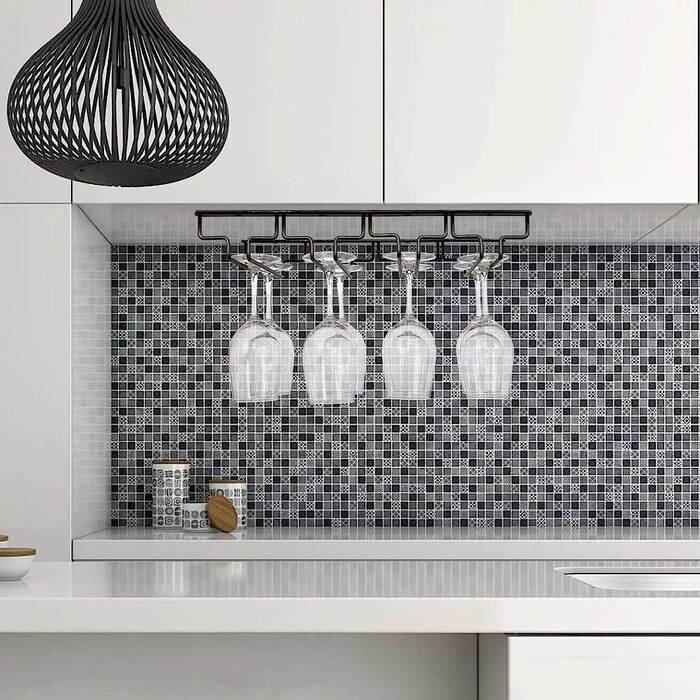 Підвісний органайзер для келихів Uten - металева стійка для 8-12 келихів, чорний, для бару, кухні, кафе