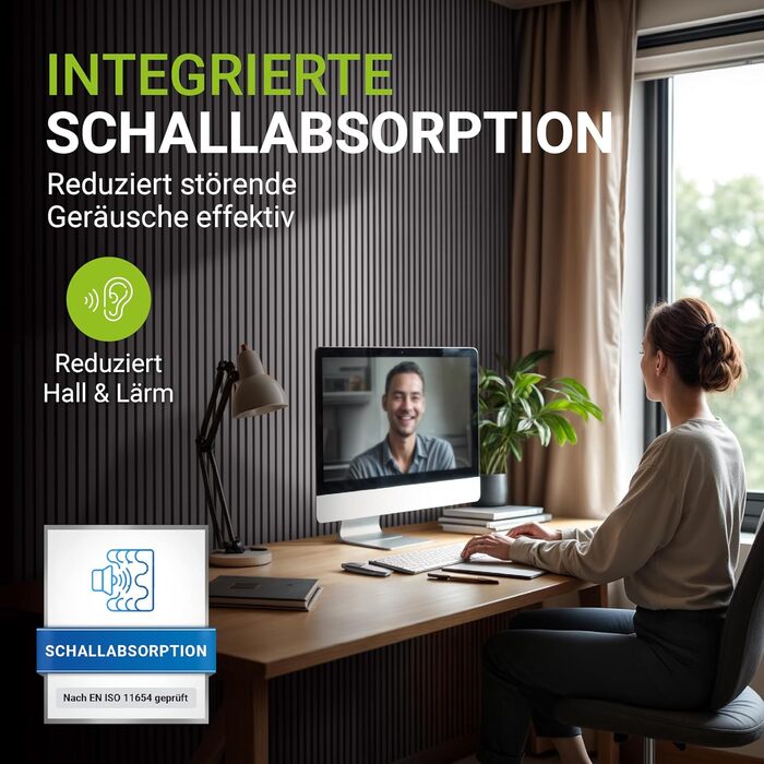 Акустичні панелі Juskys для стін, набір 4 шт (2,88 м²), 120x60 см, шумопоглищаючі декоративні панелі від луни та шуму, колір Дуб темно-сірий