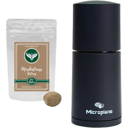 Spice Mill/Nutmeg Mill black-black set with 1 x sample pack of Azafran Nutmeg
