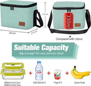 Зручна термосумка-ланчбокс для їжі: компактна, легка, водонепроникна, зелена