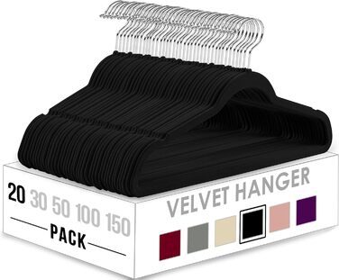 Utopia Home Premium Velvet Clothes Hangers - 20 Pack - Non-Slip & Durable Clothes Hangers - Black Clothes Hangers with 360 Degree Swivel Hook - Heavy-Duty Clothes Hangers