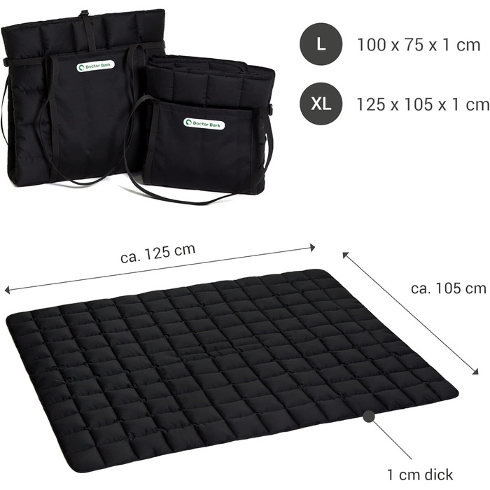 Сумка для подорожей з собакою Doctor Bark, зручна ковдра, підходить для алергіків, прання при 95°C, розмір X-Large, чорний колір