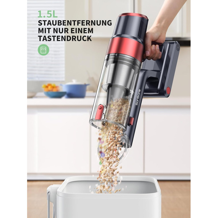 Бездротовий акумуляторний пилосос SunSare 450W з LED-дисплеєм, потужність 40000Pa, для підлоги, килима, шерсті тварин