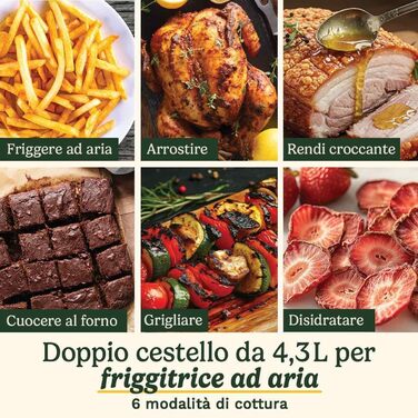 Фритюрниця Cuisinart XXL 10.4L з двома зонами нагріву | Без PFAS та хімікатів | Для смаження, гриля, випікання, дегідратації та підтримання тепла | 2 камери (2 x 5.2L) | 8+ порцій | Знімні деталі, придатні для миття в посудомийній машині (3 камери, чорний