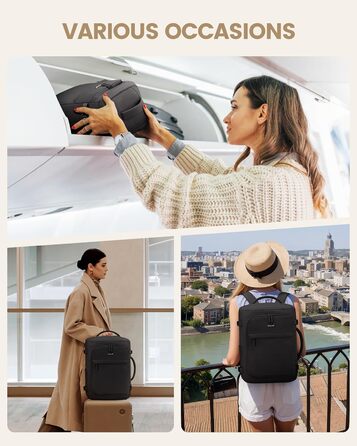 Чорний жіночий рюкзак LOVEVOOK 50L для подорожей, авіаперельотів та роботи, 17 дюймів