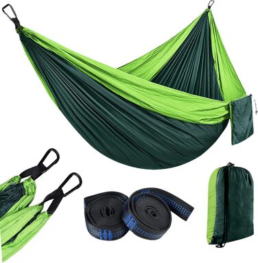 Гамак OTraki для відпочинку на природі 270x140 см: легкий, портативний, нейлон. Ідеально для саду, балкону, кемпінгу та дому.