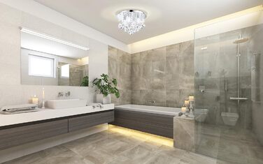 EGLO LED Wall Lamp Almonte, Bathroom Wall Light, Bathroom Lamp made of Metal in Chrome and Crystal in Clear, LED Damp-Proof Light Warm White, G9, IP44 (8-Light Ceiling Light)