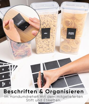 Набір контейнерів для зберігання Deco haus® 24 шт. з кришкою, герметичні - для кухні, продуктів, організації - для борошна, макаронів, мюслі