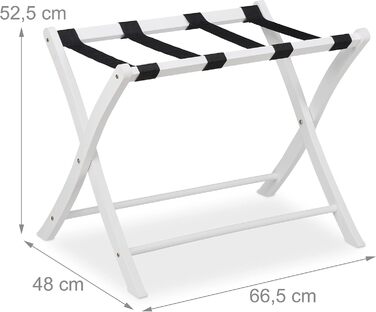 Relaxdays Luggage Rack Wood, foldable, luggage rack, suitcase storage, for travel luggage, HxWxD: 52.5x66.5x48 cm, white