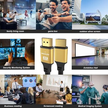 HDMI кабель 4K 25м, Highspeed 2.0, 18Gbps, Ultra HD, Ethernet, Audio Return, HDR, 3D, Arc, сумісний з Xbox, PS5/PS4, HDTV, ноутбук (золотий)