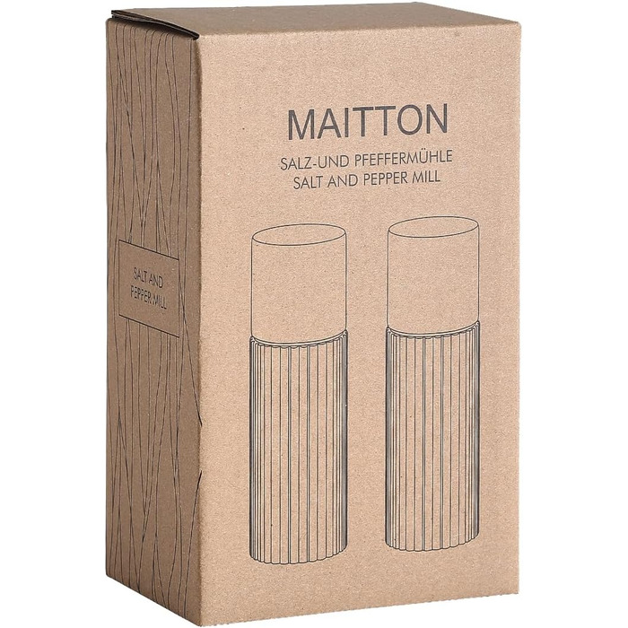 Набір солі та перцю з дерева – ручні мельниці для спецій з керамічним жорном, регульовані ступені помелу, неслизький дизайн та чіткою маркуванням S&P, 16,5 см (БЕЗ підставки)