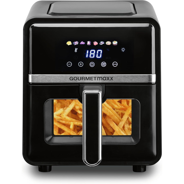 Фритюрниця без олії GOURMETmaxx 4.5L з цифровим дисплеєм, таймером та захистом від перегріву, чорна