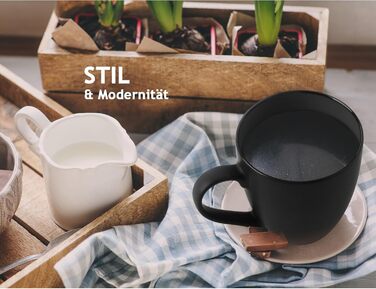 MIAMI - 6 x 350 ml Coffee Cups/Coffee Mugs Set - Set of 6 Modern Cups - Le Papillon Collection (Black)