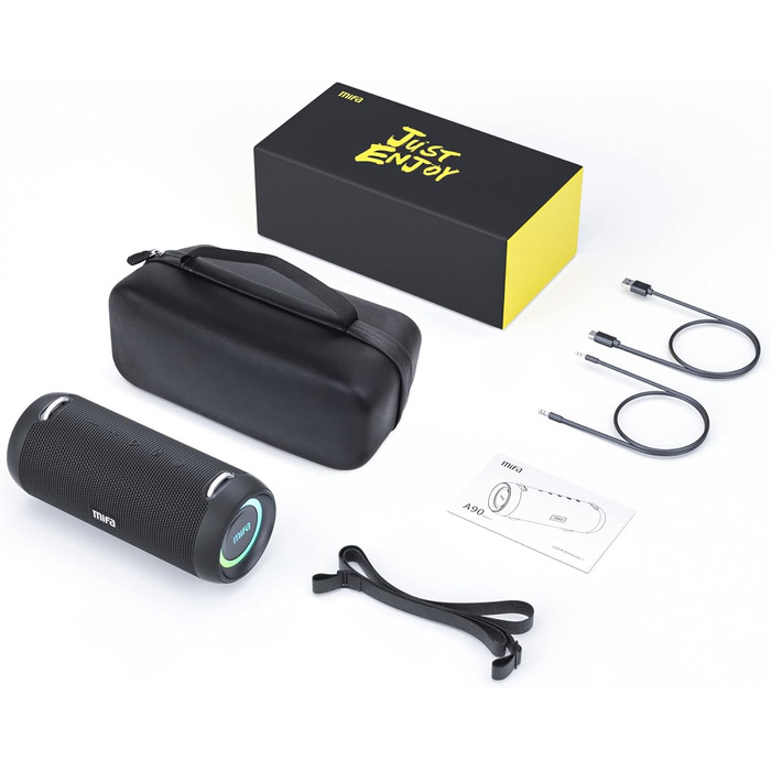 MIFA A90 Bluetooth-колонка: 60W, водонепроникність IPX7, RGB-підсвічування, 30 годин роботи, USB/Micro SD/AUX, True Wireless Stereo, з чохлом та ремінцем