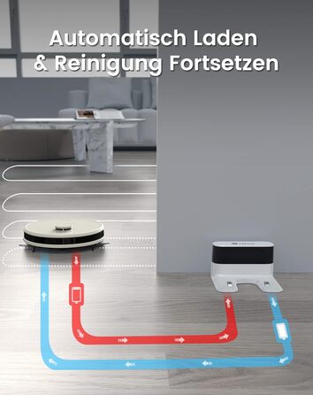 Робот-пилосос LEFANT M2Plus з функцією миття, 6000Pa, LiDAR-навігація, самоочищення, ідеальний для шерсті тварин, білий (M1-C)