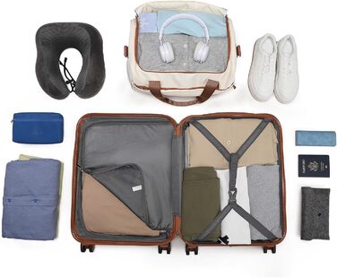 Набір валіз KONO 55 см: 2 валізи, ручна поклажа, 40x20x25 см, кремово-білий