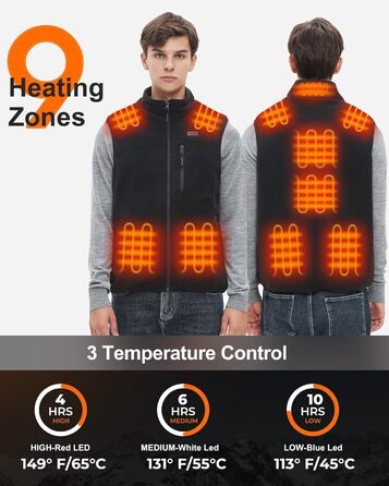 Електрична гріюча жилетка для чоловіків з powerbank 16000 mAh, 7.4 V - для полювання, катання на лижах, мотоциклів та активного відпочинку