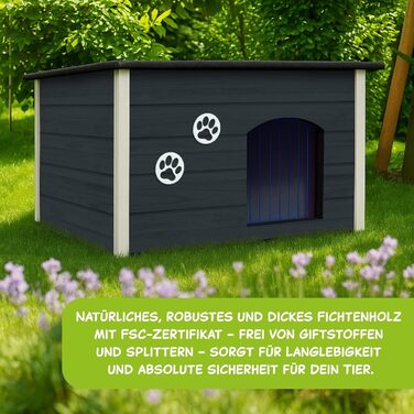 Будка для собак Outentin - XL, сіра, 76x60x60 см - тепла, ізольована, для вулиці