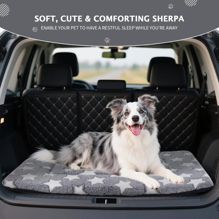 Ортопедичне ліжко для собак BVAGSS, миюча підстилка, плюшева подушка для собак. М'яке та тепле ліжко для собак маленьких, середніх та великих порід, з неслизьким дном. XH083 (100x70 см, білий зірка)