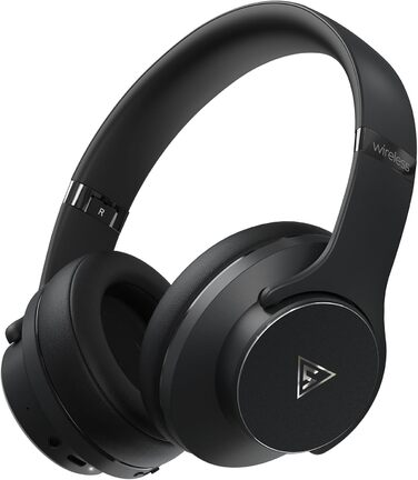 DOQAUS Bluetooth навушники Over-Ear, 90 годин роботи, Bluetooth 5.3, бездротові навушники з мікрофоном, HiFi стерео звук, глибокий бас, для телефону, подорожей, чорний