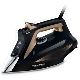 Rowenta DW5325 Focus Excel Steam Iron | 2700 Watts | 45 g/min continuous steam emission | 180 g/min steam boost | Drip Stop | Anti-scale setting | 300 ml water tank | Black/Copper 180g/min steam boost - 400 steam holes