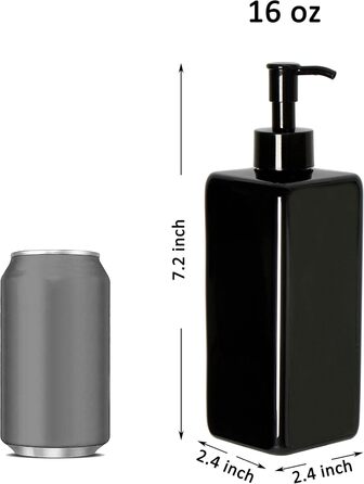 Набір Youngever 5 шт. по 500 мл: флакони-помпи для шампуню, мила, лосьйонів. Набір багаторазових пластикових дозаторів для кухні та ванної кімнати (чорний)