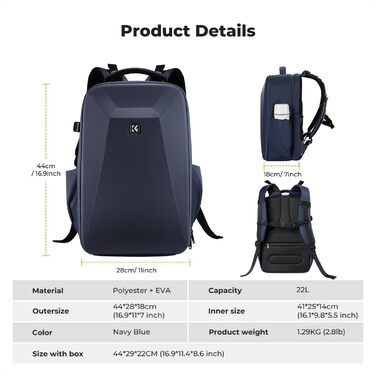 Рюкзак для фотоапарата K&F Concept з жорстким захистом, відділенням для ноутбука 15.6
