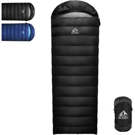 Спальний мішок зимовий Daunenschlafsack Winter: теплий та легкий, 680FP+, 0°C, для дорослих та дітей, підходить для походів, альпінізму та кемпінгу. Чорний колір