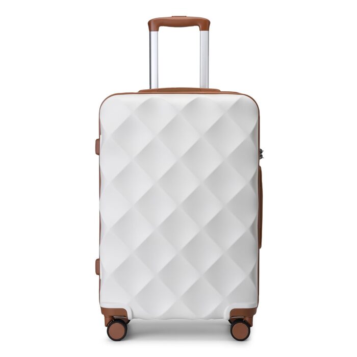 Чемодан British Traveller Groß 74.5 см, 91 л: Легкий валіза з ABS+PC, TSA-замок, 4 колеса, Кремовий