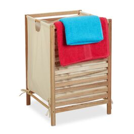 Relaxdays Laundry Basket Walnut Wood