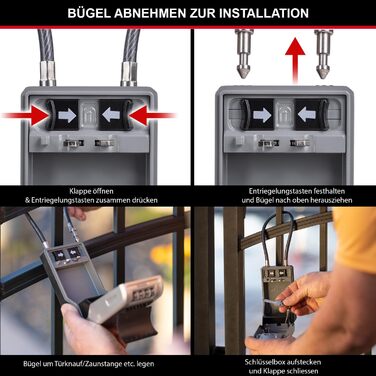 Master Lock Outdoor Key Safe Wall Mount - XL with Cable Lock - 11.9 x 8.5 x 3.6 cm
