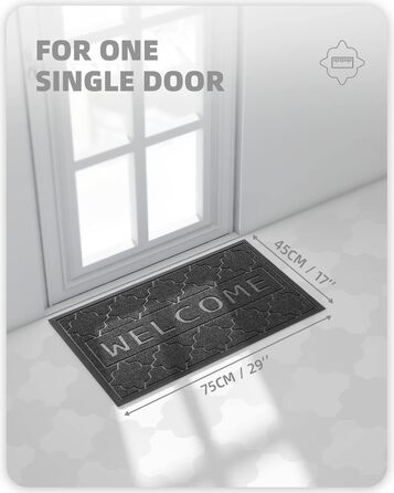 Килимок для дому та вулиці Color G, 45x75 см, чорно-сірий, вологостійкий, для входу, саду