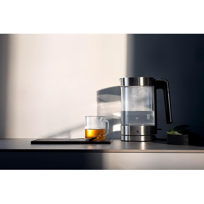 WMF Lono Glass Kettle 1.7 Liter, Glass Kettle with Scale Filter, Cordless, 3000 Watts, Matte Stainless Steel