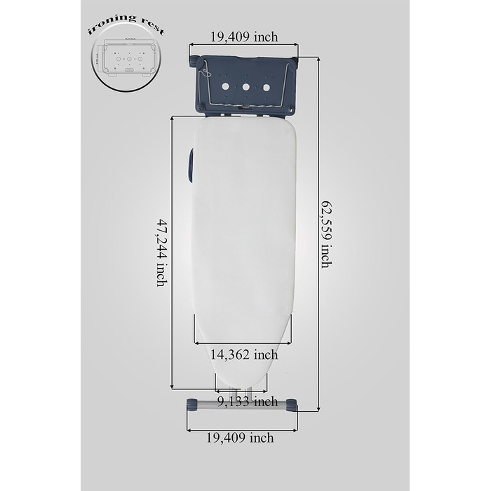 Прасувальна дошка Mabel Home Extra-Wide з крилами та 8 функціями + чохол, сіра (для ліжка)