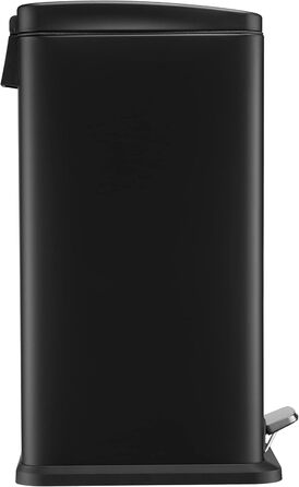 Третеімер BLACK+DECKER BXBN0007E з м'яким закриванням кришки, нержавіюча сталь, 30 x 14 x 29 см, 20 л, чорний, прямокутний