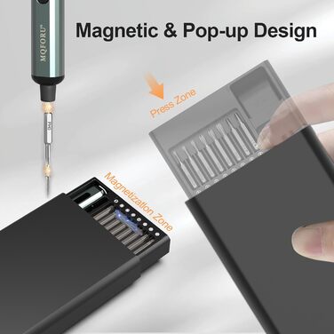 Набір мініатюрної електричної викрутки 72 в 1 з прецизійними бітами, 64 магнітні насадки, 5 режимів крутного моменту, 4 LED-лампи, для ремонту телефонів, годинників, камер