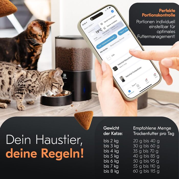 Автоматичний годівниця та фонтанчик для котів 2в1 з Wi-Fi, 3L, без залежності від сонця