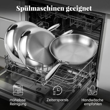 Сковорода Deedro 28 см, індукційна, нержавіюча сталь, без покриття, для всіх типів плит, знімний ручка, можна використовувати в духовці та мити в посудомийній машині